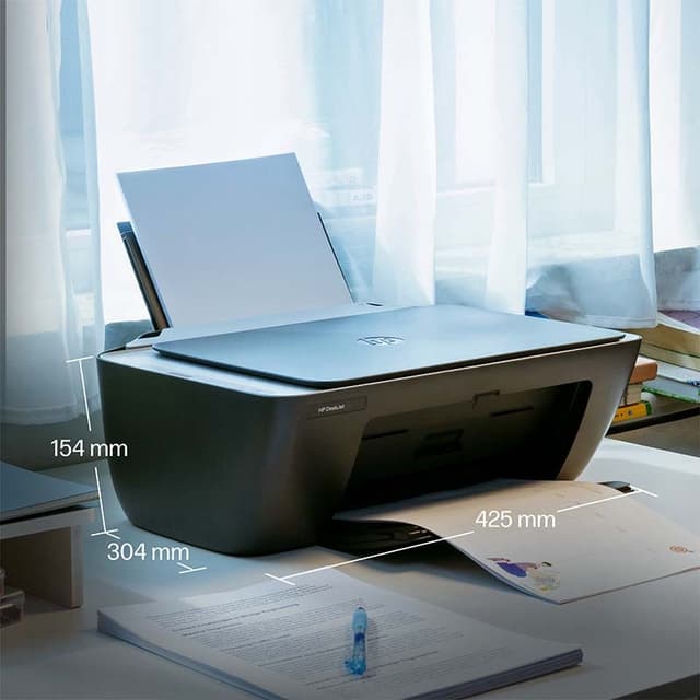 HP DeskJet 2921 printer in use printing A4 paper