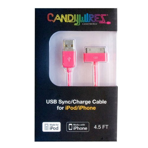 CandyWirez Extra Long Apple iPod iPhone iPad USB Cable 4.5ft 1.4m Pink