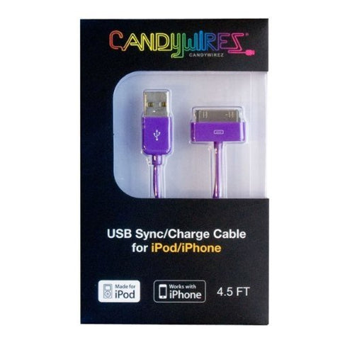 CandyWirez Extra Long Apple iPod iPhone iPad USB Cable 4.5ft 1.4m Purple