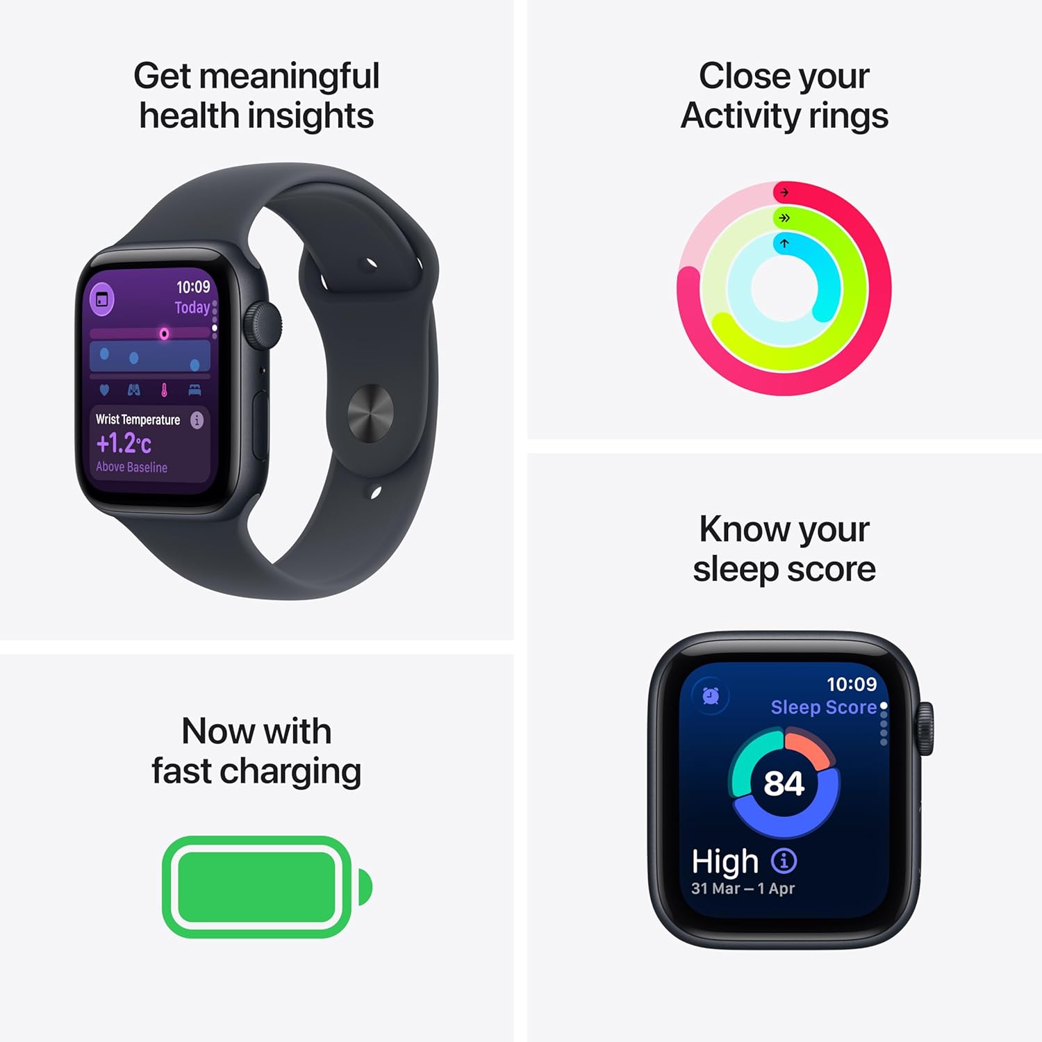 Apple Watch SE (3rd generation) 40mm, GPS, Midnight with S/M band,