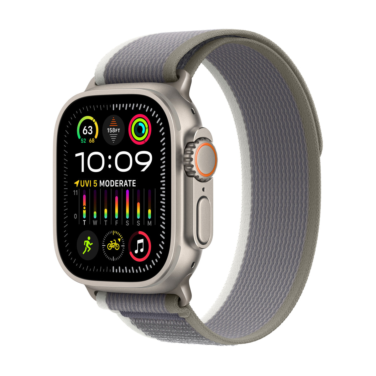 Apple Watch Ultra 2 49mm titanium with grey trail loop