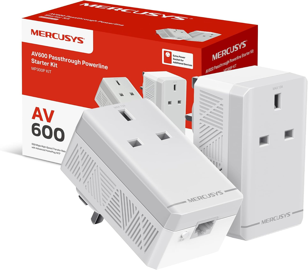 MERCUSYS MP300P KIT AV600 passthrough powerline starter kit