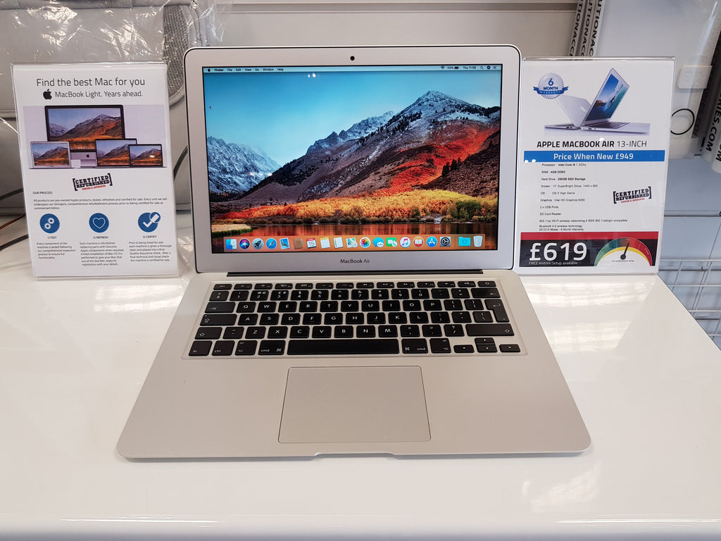 Apple Macbook Air 13-inch: Core i5 4GB 256GB-SSD High Sierra Laptop  Workshop