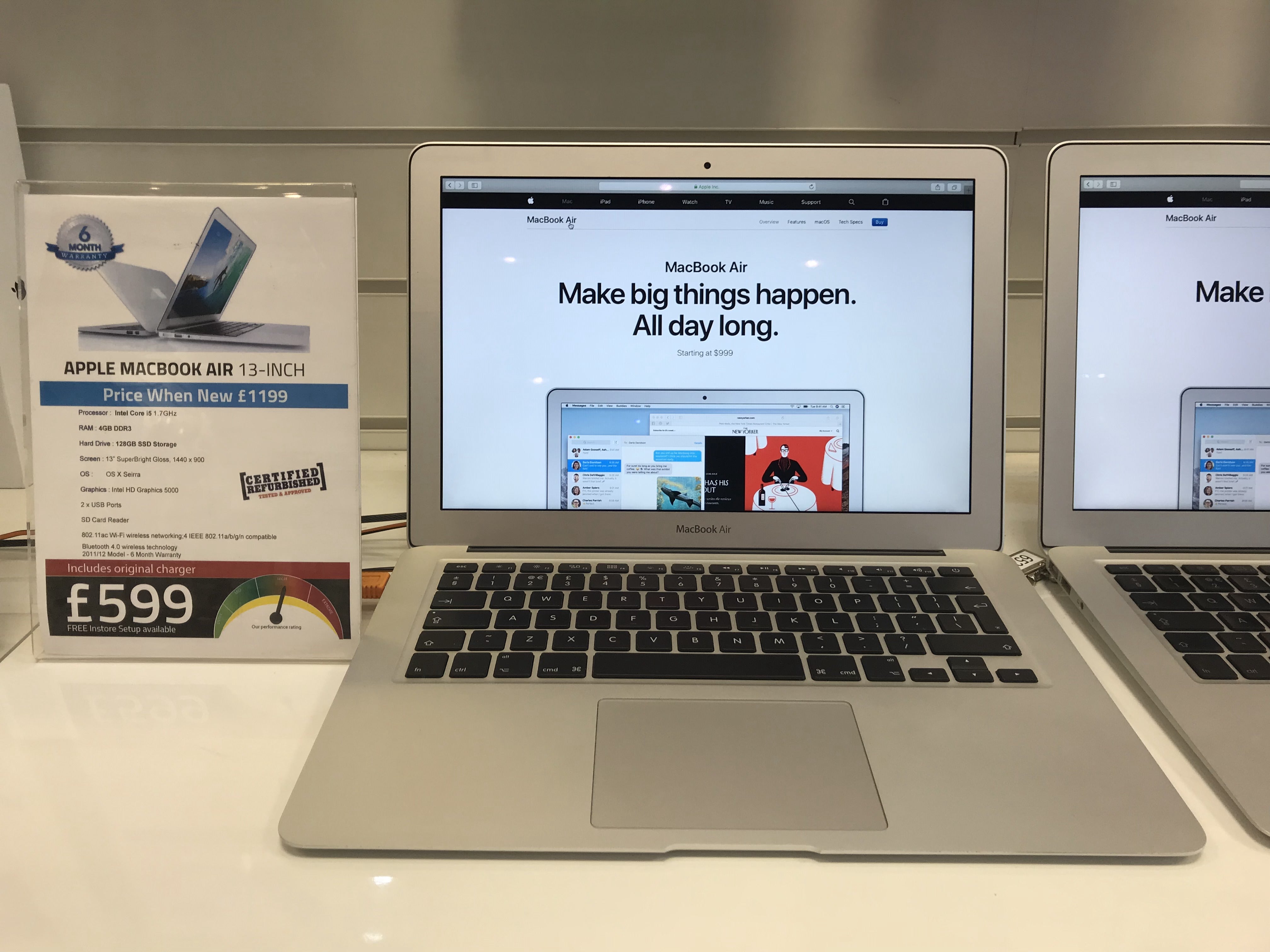 Apple Macbook Air 13-inch: Core i5 4GB 128GB-SSD 2012 Max OS Sierra