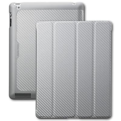 Cooler Master Wake Up Folio Carbon Texture Edition with Magnetic Stylus for iPad 2/ 3/ 4 Silver White
