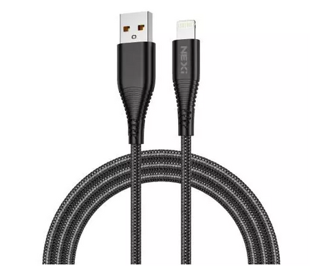 NEXi | Braided Nylon USB-A to Lightning Cable | 3A | 1 Meter | Black